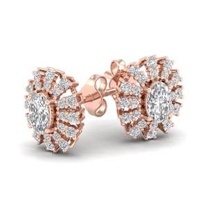 Boucles d'oreilles REYES de luxe en or massif 14 carats, serties d'un moissanite ovale de 1,75 carat, avec fermoir à vis, pour femmes, cadeau de mariage idéal. - Product Image 1