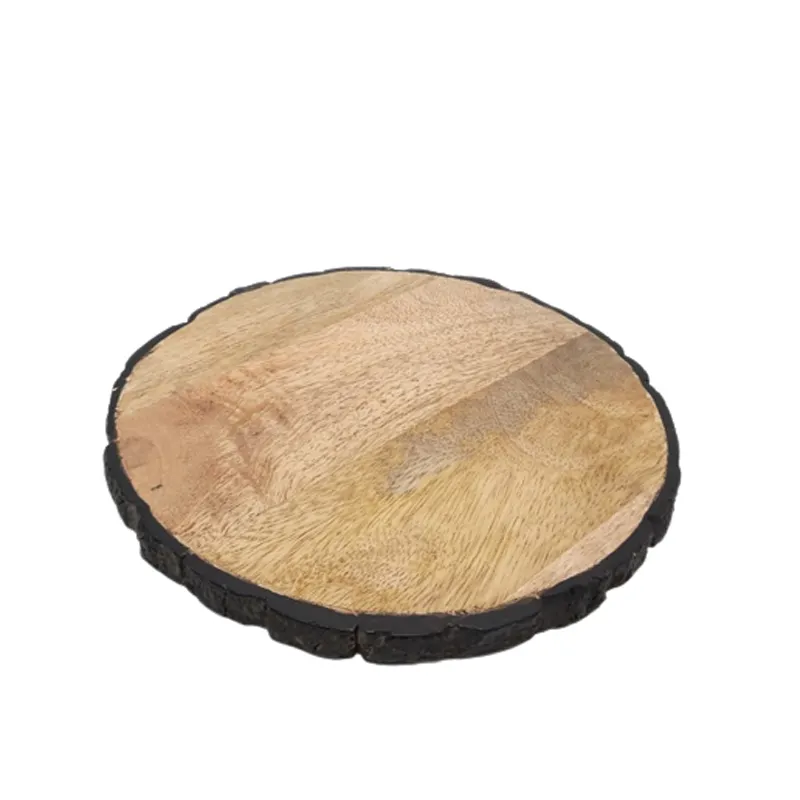 Set Van 2 Mango Hout Ronde Plaat Natuurlijke Kleur Serveerplaat Voor Thuis Keuken & Bruiloft Decoratie