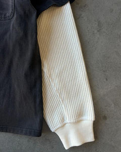 Vintage lavé manches longues Double couche gaufré tricoté manches col rond surdimensionné poche avant 100% coton été T-Shirts - Product Image 5