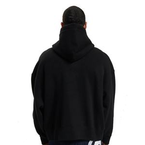 Streetwear personnalisé de haute qualité Fabricant de vêtements Sweat à capuche brodé en chenille Pull en coton mélangé noir et noir - Product Image 4