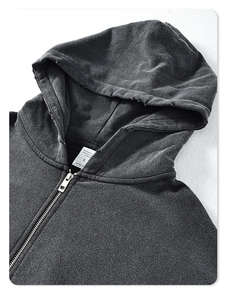 Heavyweight <b>Black</b> <b>Zip</b> up Hoodies Custom 2024 100% Cotton Acid Washed Vintage <b>Zip</b> up <b>Hoodie</b> Fully Custom - Product Image 5