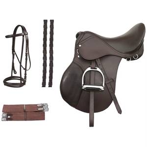 Ensemble de sellerie d'équitation anglaise, équipement d'équitation, selle aspect cuir avec longe et rênes - Product Image 4