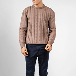 Pull-over en laine tricoté à la main pour hommes, décoration avec logo imprimé, manches longues, respirant, couleur unie, haut à design, tenue en tricot - Product Image 6
