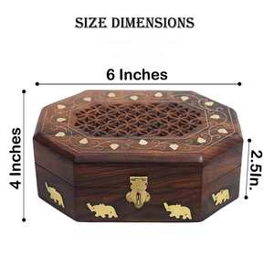 Caja de madera Náutica para el hogar y la decoración hecha a mano de madera Rectangular tallas intrincadas decoración joyero marrón regalo - Product Image 6