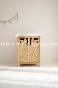 Children's storage cabinets made from natural woven rattan, bedroom furniture for boys and <b>girls</b>. - Product Image 1