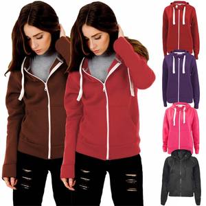 Sudadera con capucha personalizada de talla grande para mujer, Sudadera con capucha y cremallera completa lisa, Sudadera con capucha de manga larga para mujer - Product Image 1