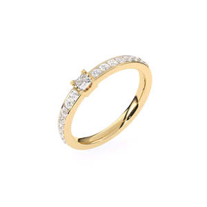 Anillo Solitario Princesa con Diamante Cultivado en Laboratorio de 0.41 Ct |   En oro amarillo, blanco y rosa de 9 quilates - Product Image 3