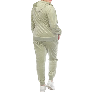 Plus Size Sports Tracksuit <b>Women</b> Studio Soft Velour Zip Hoodie And <b>Jogger</b> <b>Pants</b> Comfortable Casual Outfit Custom Logo - Product Image 3