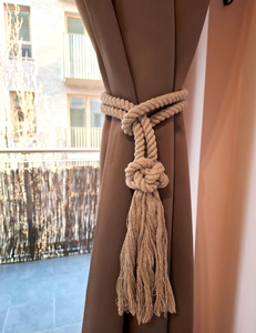 ผ้าม่านเชือกคอตตอนสีเทาผูกโบว์ประดับเพชรของตกแต่งงานทำมือทันสมัยเชือกผูกผ้าม่านแบบปะการัง - Product Image 5