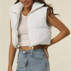 Ropa informal para mujer estilo de invierno 2024 nueva oferta Crop Top Puffer chaleco bajo MOQ buen diseño Crop Top Puffer chaleco - Product Image 3