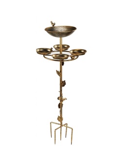 อ่างน้ำนกเหล็กเทียมสุดหรูพร้อมเสาโลหะสำหรับตกแต่งสวนกลางแจ้งและสนามหญ้า - Product Image 1