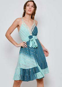 Robe d'été en rayonne lurex Tie Dye courte Maxi Dress pour femmes Party And Resort Wear Girl's Trendy Fashion For Sunny Weather Casual Dress - Product Image 1