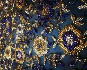 Beaded <b>Fabric</b> with Dense Floral Designs Crystal Sequins and Hand Embroidery Perfect for Runway Couture - Product Image 3