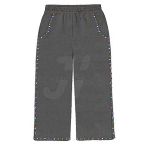 Venta al por mayor de fábrica, nuevos pantalones de moda de alta calidad con diamantes de imitación para hombres, sueltos, rectos, ligeros, ecológicos, informales - Product Image 1