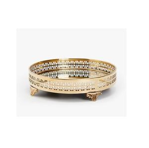 Plateau de service en métal fini doré de super qualité avec poignée Fabricant de plateau de service en métal fini cuivre - Product Image 5