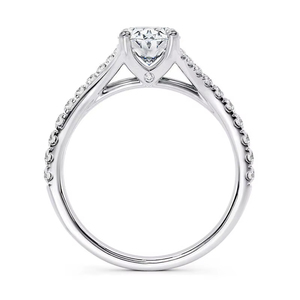 Bague originale en or blanc 18 carats avec plusieurs pierres et diamants de laboratoire de taille ovale brillante de 1.5 ct-Exquis - Product Image 1