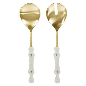 ชุดเซิฟเวอร์สลัดสแตนเลสสองชิ้นพร้อมการตกแต่งชุบนิกเกิลและที่จับเรซินคุณภาพดีที่สุดสำหรับการเสิร์ฟ - Product Image 5