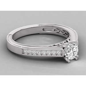 Bague pour femme en or 18 carats avec diamant solitaire rond de laboratoire, bagues en diamant brillant - Product Image 4