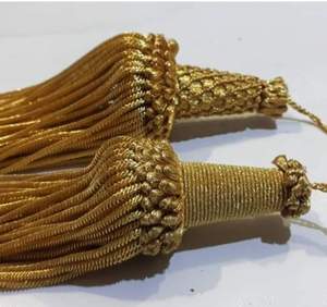 Borla dorada personalizada con flecos, lingotes chapados en lingotes y flecos de hilo de Mylar, todos los tamaños, 100% borlas metálicas bordadas a mano - Product Image 4