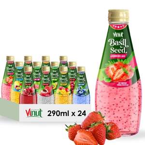 Purée de fraises et de graines de basilic fraîchement pressée en bouteille en verre de 9,8 fl oz (290 ml) Fabrication en marque blanche OEM/ODM Vente en gros - Product Image 1
