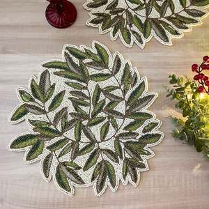 Manteles Individuales con Cuentas, Hechos a Mano, de Algodón, Diseño Redondo Adornado, Venta al por Mayor Directa de Fábrica - Product Image 4