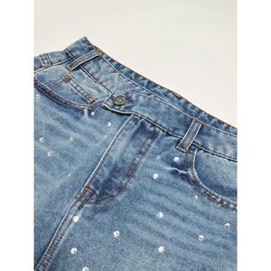 Paola Riboni <b>Denim</b> Skirt Women's A-Line High Waist Washed Blue Summer Fashion <b>Stretch</b> Skinny Mini Skirt - Product Image 4