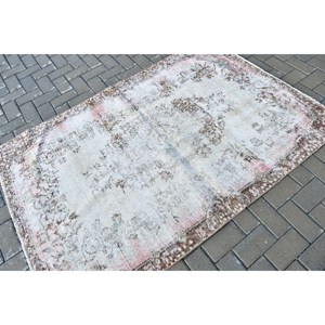 Tapis d'appoint vintage turc 4x5,9 pieds, tapis persan blanc en laine - Product Image 2