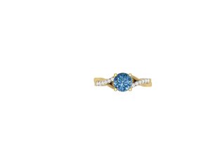Bague de fiançailles délicate en or 14K 18K avec saphir bleu, sertie pavé, personnalisable OEM, bijoux fins pour femme - Product Image 5