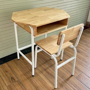 Conjunto de Silla y Escritorio Escolar Individual de Diseño Moderno y Cómodo, Madera de Caucho, Patas de Hierro, Estructura de Acero, Uso General, Muebles Escolares-BGHS001 - Product Image 6