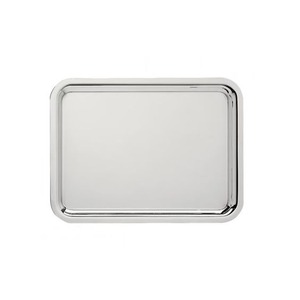 Plateau de service rectangulaire moderne en acier inoxydable, finition miroir, plateau à nourriture en métal pour hôtel, restaurant - Product Image 1
