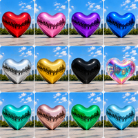Ballons en forme de cœur gonflables réfléchissants rouges, ballons géants en PVC, grande boule/sphère miroir brillante pour la décoration de mariage, d'anniversaire, d'événements