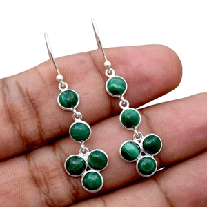 Women's Trendy Malachite 925 Solid Sterling <b>Silver</b> <b>Drop</b> <b>Earrings</b> Engagement & Wedding Gift Jearlery with Dangle Style - Product Image 1
