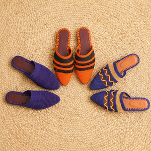 Mules à bout pointu en raphia rayé faites à la main, doublure en cuir véritable respirante, semelle extérieure en caoutchouc, toutes saisons - Product Image 3