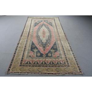 Alfombra Turca Vintage de 5x9,5 pies, Alfombra Grande, Alfombra de Lana Azul - Product Image 1