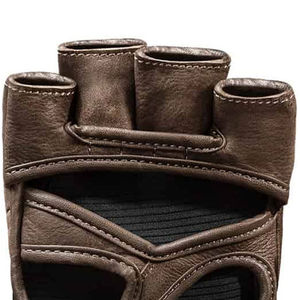 Premium Brown Cowhide Leather <b>Fingerless</b> <b>Gloves</b> Durable Design with Breathable Fabric Comfortable Fit Stylish for All Activities - Product Image 2