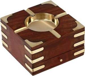 Cendrier en bois fait à la main avec motif unique bol rond lisse porte-tuyau fumeurs plat décoratif décor en bois - Product Image 3