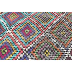 Alfombra Turca Vintage de 6.3x7.6 pies (193x231 cm), Alfombra de Lana Azul Kilim - Product Image 5