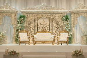 Mughal Style <b>Mirror</b> Wooden Frame Stage for Nikaah Indian Wedding Supply Handcrafted <b>Mirror</b> Wooden Frame Stage For London Events - Product Image 5