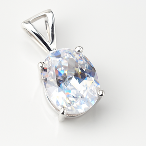 Oval CZ Pendant in Rhodium Plated Sterling Silver <b>Graduation</b> Gift Minimalist Number Pattern <b>Charm</b> Jewelry by Rhaya Jewels - Product Image 3