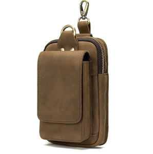 Sac banane vintage en cuir véritable, pochette rétro à bandoulière avec fermeture éclair pour usage quotidien en extérieur - Product Image 2