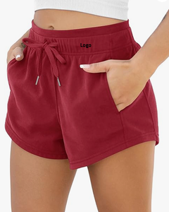 Bañador de secado rápido de poliéster 100% para mujer, bañador de playa informal con cierre de tracción, pantalones cortos con cordón de felpa francesa estampados - Product Image 5