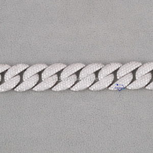 กำไลข้อมือเพชร14KT สีขาวขนาด18มม. สำหรับผู้ชายและผู้หญิงสร้อยข้อมือแบบคิวบา - Product Image 2