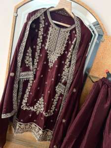 Ropa India pakistaní trabajo de bordado de red pesada Salwar Kameez con exportador y proveedor indio Dupatta - Product Image 2