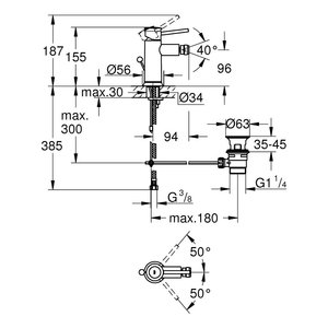 Grifo Mezclador para Bidé Chrome Starlight 23785000 de la Serie START CLASSIC, Grifo Premium para Sistema de Bidé Grohe START CLASSIC - Product Image 2