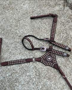 ชุดหนังจระเข้ headstall ขอบเรียบราคาไม่แพง headstall หนังจระเข้และชุดแทคคอเต้านมสบายสำหรับม้า - Product Image 5