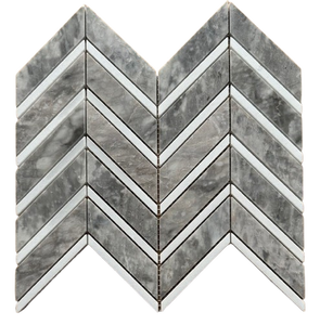 Carrelage en marbre mosaïque Chevron moderne, blanc laiteux, poli, irrégulier, résistant à l'eau, écologique, épaisseur 10 mm, garantie 5 ans - Product Image 4