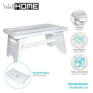 Well Home 'Ara' Sgabello e Pouf Multifunzionale Bianco Smontabile - Product Image 2