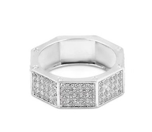 Anillo de diamantes con forma de Octágono de moissanita de plata de ley 925, joyería de moissanita, anillo de diamantes personalizado - Product Image 1