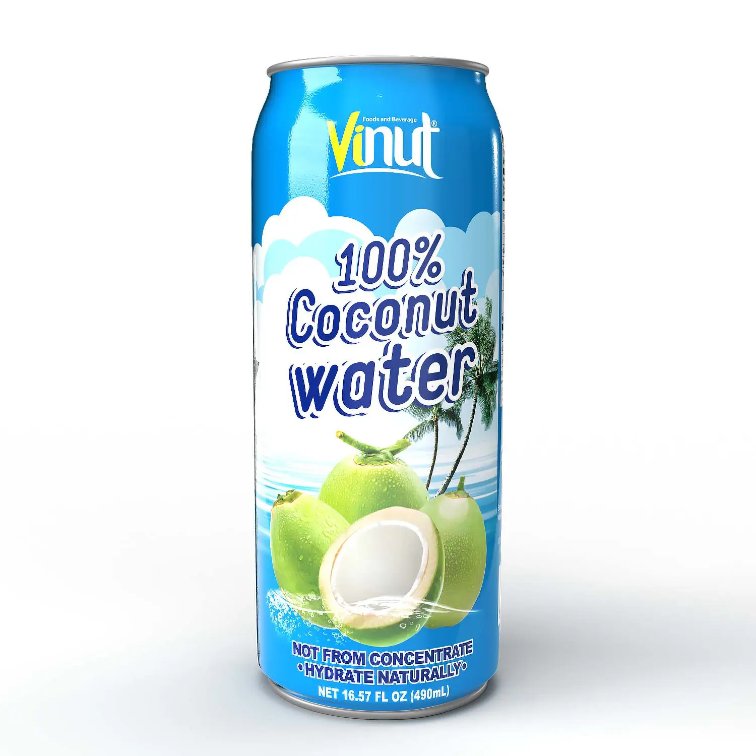 16.57 Fl Oz VINUT 100% Fresh Coconut water Factories Exporters 490ml Can Pure Coconut water