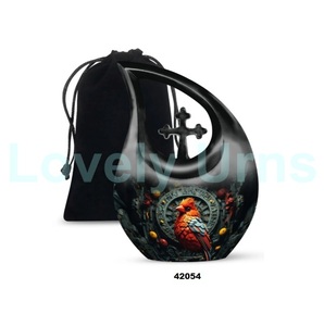 Venta caliente hermosa urna de cremación de lágrima de pájaro Cardenal para cenizas humanas adultas urna funeraria cruzada decorativa con bolsa gratis - Product Image 4